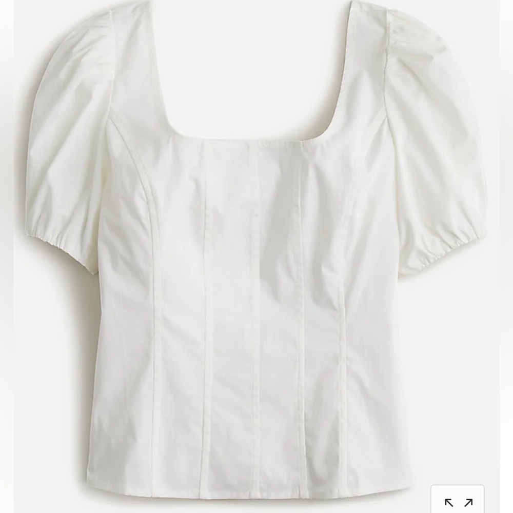 J. Crew Puff-Sleeve Squareneck Top - Cotton Poplin